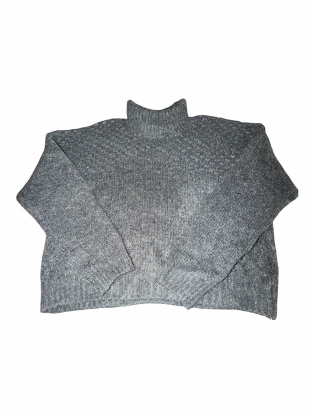 Free People Gray Oversized Crop Turtleneck Sweater Sz M